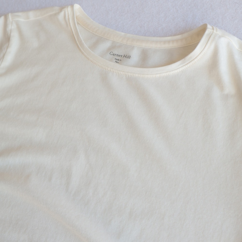Garnett Hill Womens Essential Elbow Sleeve Tee Crema Small Quiet Luxury Organic